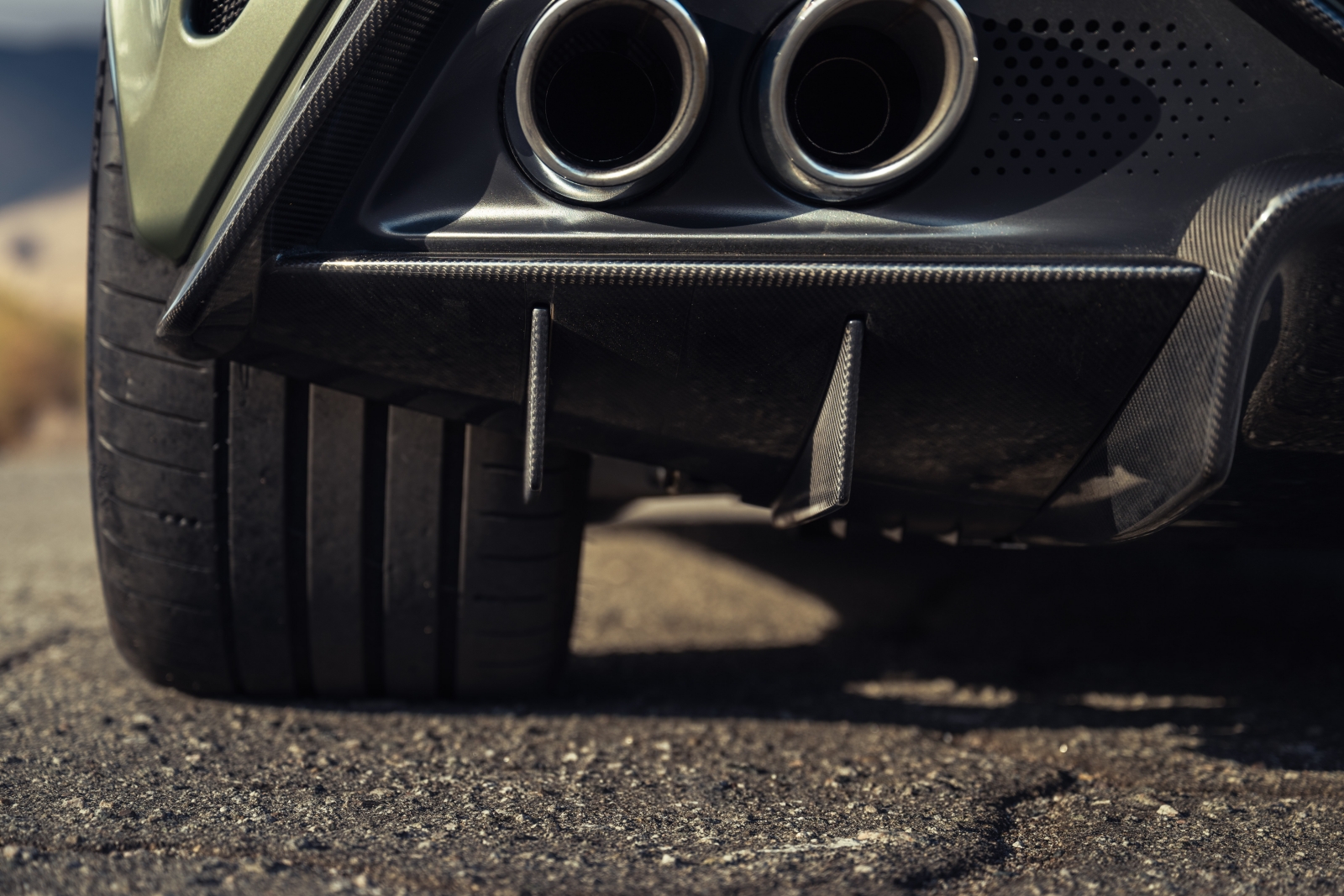 2026 Aston Martin Vantage Roadster exhaust outlet above a carbon fiber rear diffuser