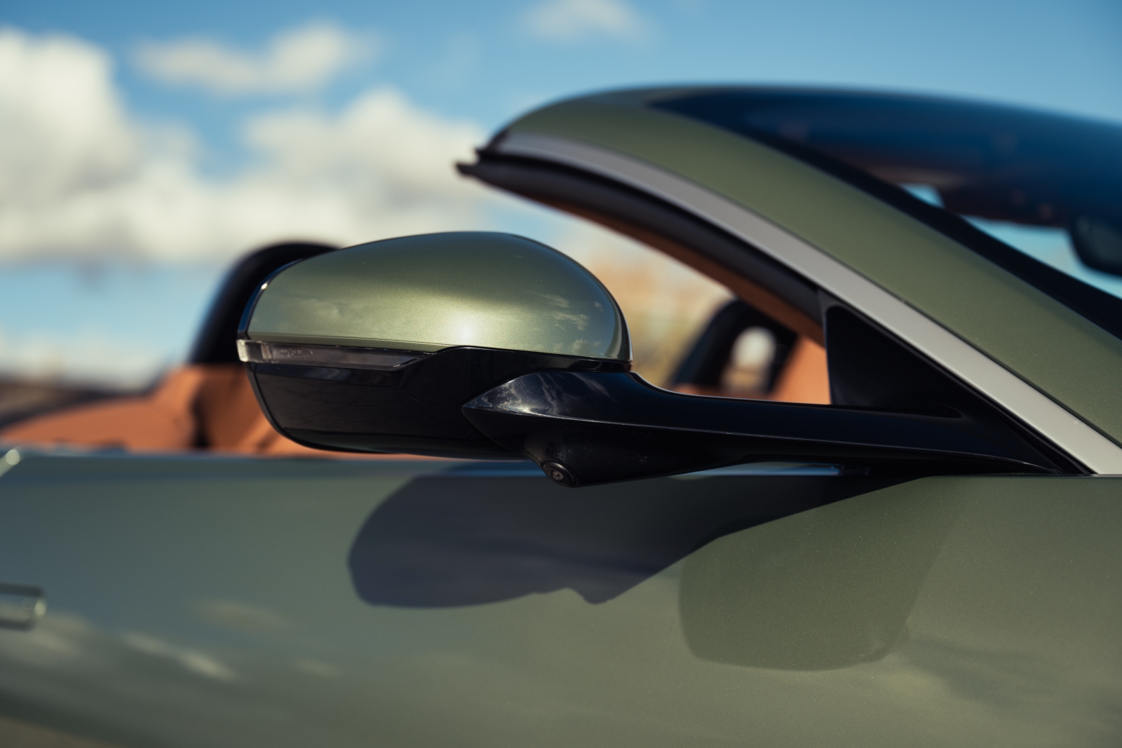 2026 Aston Martin Vantage roadster side view mirror in pale green