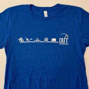 Out Motorsports t-shirt in True Royal Blue